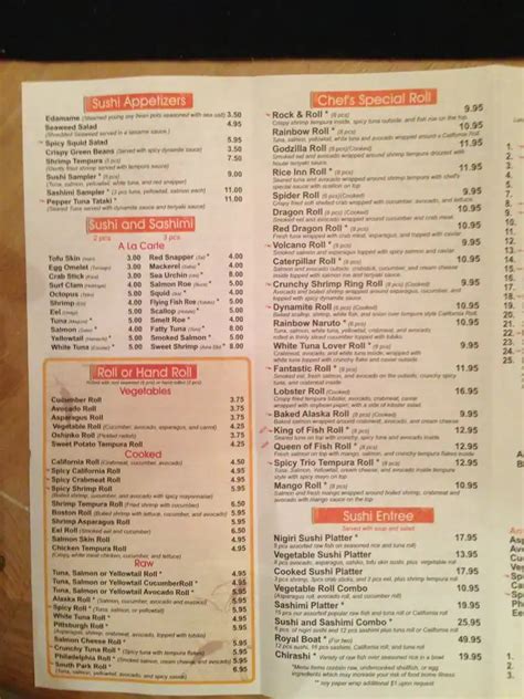 rice inn bethel park menu